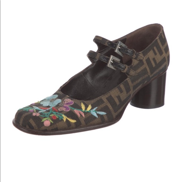 Fendi embroidered Zucca Mary Jane Heels - Picture 2 of 6